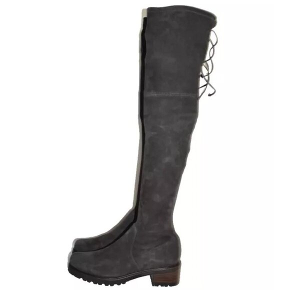 $950 STUART WEITZMAN BLAIRE CITY OVER THE KNEE BOOT CHUNKY LUG GREY 8.5 (PB40) - Picture 3 of 8